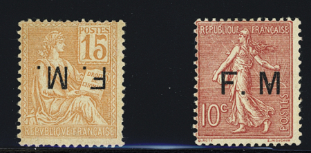 N°1a 15c orange type Mouchon surcharge renversée