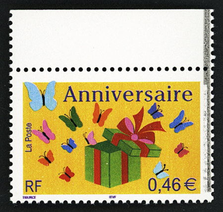  3480 0.46 € Anniversaire, défaut d'essuyage, TB