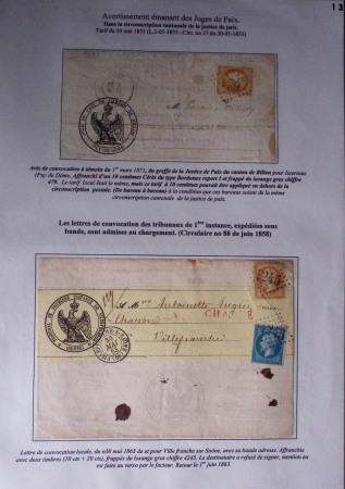 1828-1878, Collection sur la Taxation des imprimés sur +100 pages d'exposition, (la collection a été remaniée plusieurs fois et des pages changées), très bien expliquées, à