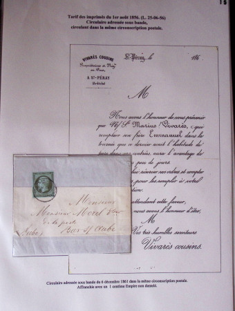 1828-1878, Collection sur la Taxation des imprimés sur +100 pages d'exposition, (la collection a été remaniée plusieurs fois et des pages changées), très bien expliquées, à