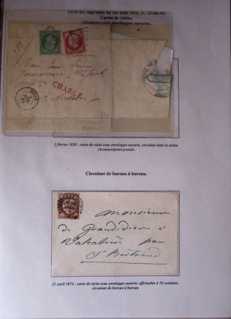 1828-1878, Collection sur la Taxation des imprimés sur +100 pages d'exposition, (la collection a été remaniée plusieurs fois et des pages changées), très bien expliquées, à