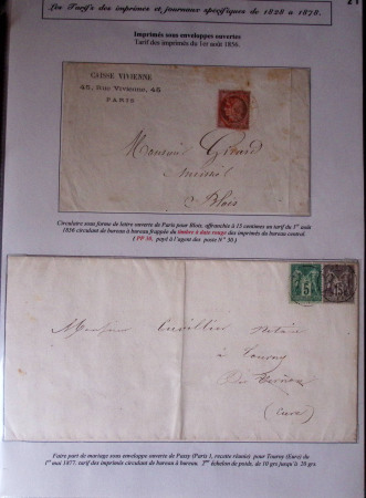 1828-1878, Collection sur la Taxation des imprimés sur +100 pages d'exposition, (la collection a été remaniée plusieurs fois et des pages changées), très bien expliquées, à