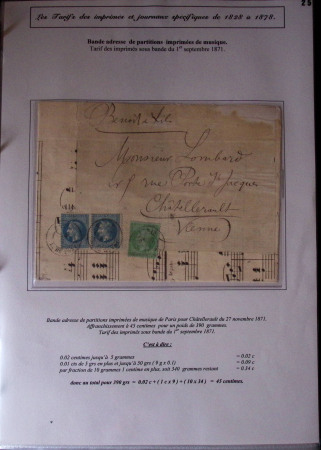 1828-1878, Collection sur la Taxation des imprimés sur +100 pages d'exposition, (la collection a été remaniée plusieurs fois et des pages changées), très bien expliquées, à