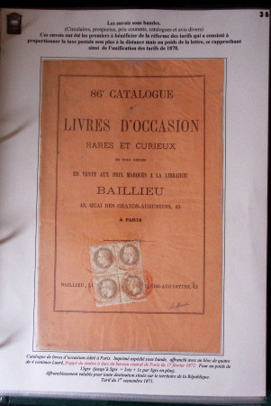 1828-1878, Collection sur la Taxation des imprimés sur +100 pages d'exposition, (la collection a été remaniée plusieurs fois et des pages changées), très bien expliquées, à