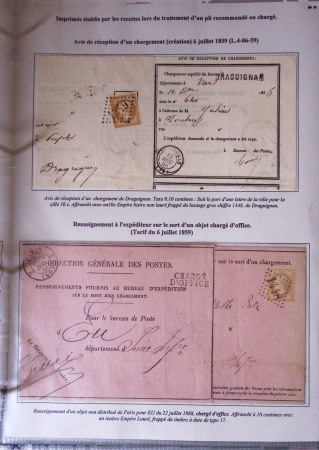 1828-1878, Collection sur la Taxation des imprimés sur +100 pages d'exposition, (la collection a été remaniée plusieurs fois et des pages changées), très bien expliquées, à