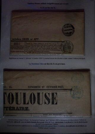 1828-1878, Collection sur la Taxation des imprimés sur +100 pages d'exposition, (la collection a été remaniée plusieurs fois et des pages changées), très bien expliquées, à