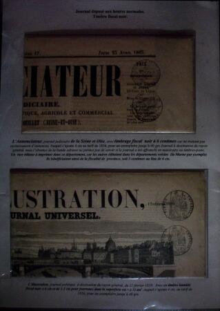 1828-1878, Collection sur la Taxation des imprimés sur +100 pages d'exposition, (la collection a été remaniée plusieurs fois et des pages changées), très bien expliquées, à