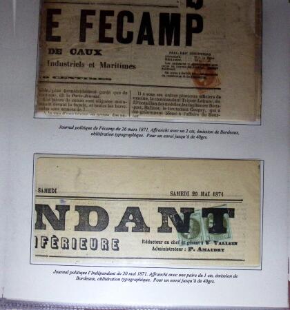 1828-1878, Collection sur la Taxation des imprimés sur +100 pages d'exposition, (la collection a été remaniée plusieurs fois et des pages changées), très bien expliquées, à