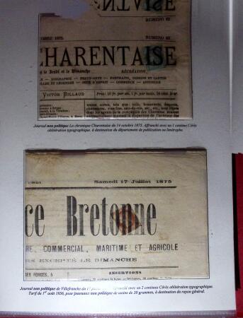 1828-1878, Collection sur la Taxation des imprimés sur +100 pages d'exposition, (la collection a été remaniée plusieurs fois et des pages changées), très bien expliquées, à