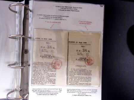 1828-1878, Collection sur la Taxation des imprimés sur +100 pages d'exposition, (la collection a été remaniée plusieurs fois et des pages changées), très bien expliquées, à