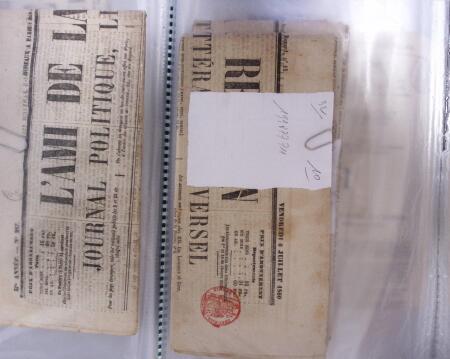 1828-1878, Collection sur la Taxation des imprimés sur +100 pages d'exposition, (la collection a été remaniée plusieurs fois et des pages changées), très bien expliquées, à