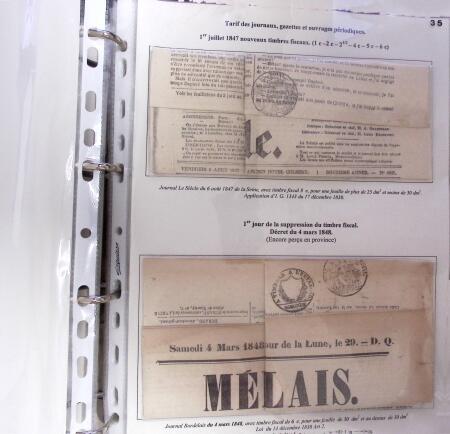 1828-1878, Collection sur la Taxation des imprimés sur +100 pages d'exposition, (la collection a été remaniée plusieurs fois et des pages changées), très bien expliquées, à
