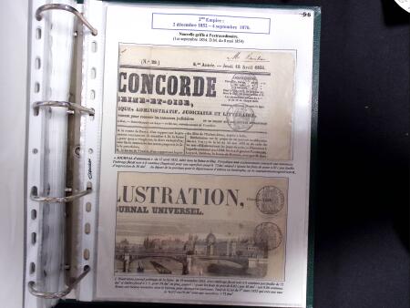 1828-1878, Collection sur la Taxation des imprimés sur +100 pages d'exposition, (la collection a été remaniée plusieurs fois et des pages changées), très bien expliquées, à