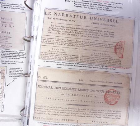 1828-1878, Collection sur la Taxation des imprimés sur +100 pages d'exposition, (la collection a été remaniée plusieurs fois et des pages changées), très bien expliquées, à
