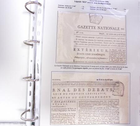 1828-1878, Collection sur la Taxation des imprimés sur +100 pages d'exposition, (la collection a été remaniée plusieurs fois et des pages changées), très bien expliquées, à