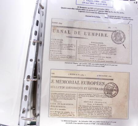 1828-1878, Collection sur la Taxation des imprimés sur +100 pages d'exposition, (la collection a été remaniée plusieurs fois et des pages changées), très bien expliquées, à