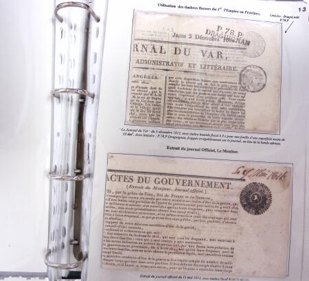 1828-1878, Collection sur la Taxation des imprimés sur +100 pages d'exposition, (la collection a été remaniée plusieurs fois et des pages changées), très bien expliquées, à