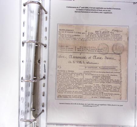 1828-1878, Collection sur la Taxation des imprimés sur +100 pages d'exposition, (la collection a été remaniée plusieurs fois et des pages changées), très bien expliquées, à