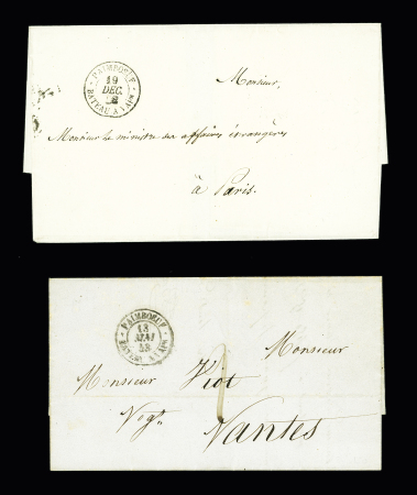 2 LST avec CAD "Paimboeuf BATEAU A VAPr" (1842 et 1843). TB