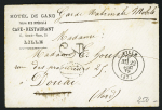 Lettre à en-tête "Hôtel de Gand Lille" avec CAD T17 Lille (1870) + taxe 30 double-trait + mention manuscrite "Garde nationale mobile". TB