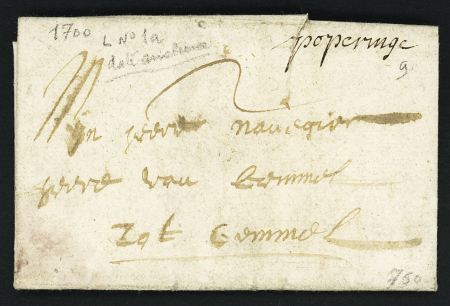Poperingue : marque manuscrite "Poperinge" (L n°1A), ind 20. TB