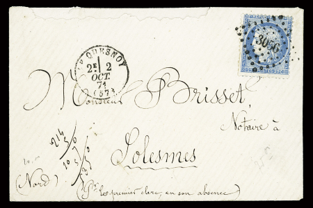 N°60 OBL PC du GC 3056 + T16 Le Quesnoy (2 oct 71) sur lettre, ind 12. TB