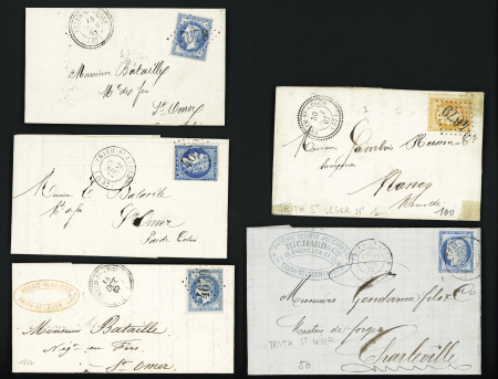 Trith-saint-Leger : 5 lettres affranchies dont 3 avec CAD T22. TB