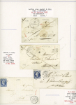 3 chemises contenant des lettres classiques du dep du Nord (Estaires, Hondschoote, Masnières) + 2 journaux de Lille avec timbres fiscaux humides) + lot de lettres avec ambulants du Nord