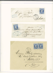 3 chemises contenant des lettres classiques du dep du Nord (Estaires, Hondschoote, Masnières) + 2 journaux de Lille avec timbres fiscaux humides) + lot de lettres avec ambulants du Nord