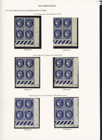 COLLECTION SPECIALISEE DU TYPE CERES DE 1938 - 1942