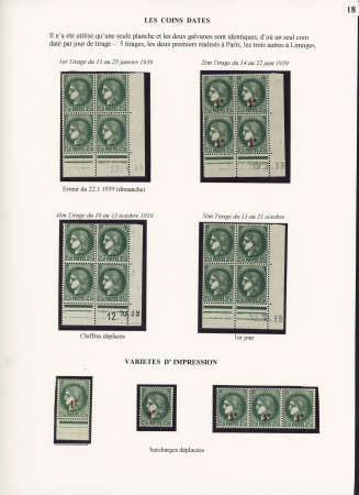 N°375, 2F50 vert et n°488, 2 épreuve de luxe + 6 blocs de 4 coin daté et 3 variétés (surcharges déplacées). TB