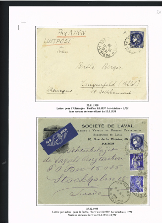 N°372 et 486, 15 lettres pour l'étranger dont poste aérienne et n°369 + 372 perforés sur lettre à en-tête Emile Toulemonde et fils Roubaix". TB