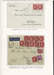 Bon lot de 18 plis à base du n°373 dont carte lettre recommandée 1F Pétain + n°373 annulés "AR" encadré, n°373 en paire OBL Annecy (1939) sur lettre par avion pour Haïphong, n°373 OBL Toulon (1941) sur lettre a