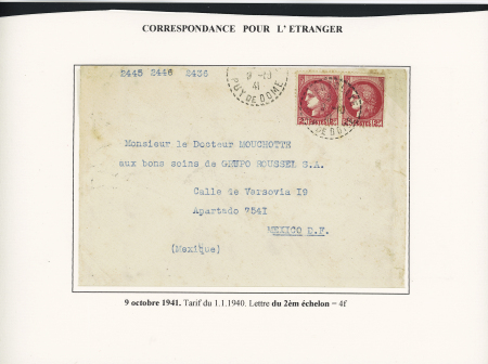 Bon lot de 18 plis à base du n°373 dont carte lettre recommandée 1F Pétain + n°373 annulés "AR" encadré, n°373 en paire OBL Annecy (1939) sur lettre par avion pour Haïphong, n°373 OBL Toulon (1941) sur lettre a