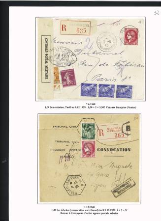 42 lettres à base du n°373 dont une lettre par avion taxée aux USA. TB