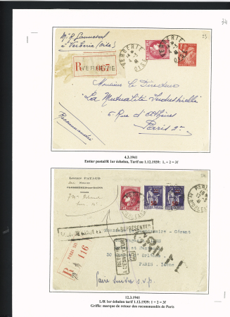 42 lettres à base du n°373 dont une lettre par avion taxée aux USA. TB