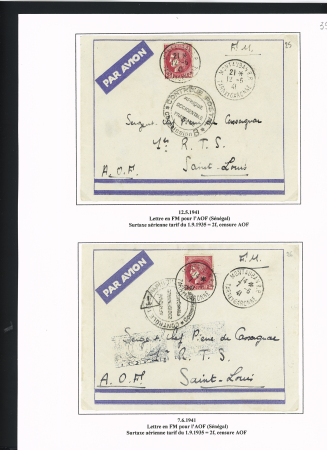42 lettres à base du n°373 dont une lettre par avion taxée aux USA. TB