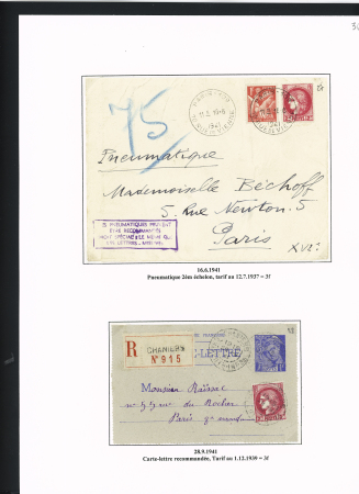 42 lettres à base du n°373 dont une lettre par avion taxée aux USA. TB