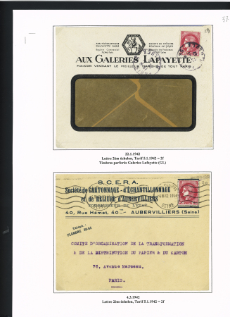 42 lettres à base du n°373 dont une lettre par avion taxée aux USA. TB