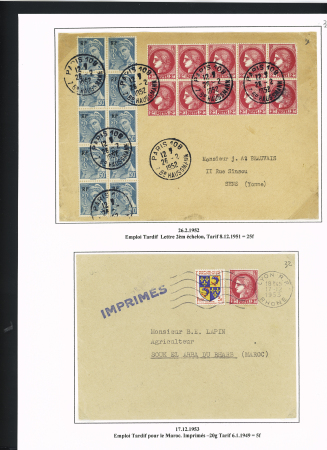 42 lettres à base du n°373 dont une lettre par avion taxée aux USA. TB