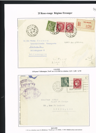 42 lettres à base du n°373 dont une lettre par avion taxée aux USA. TB