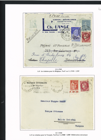 42 lettres à base du n°373 dont une lettre par avion taxée aux USA. TB
