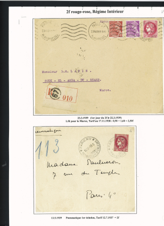 42 lettres à base du n°373 dont une lettre par avion taxée aux USA. TB