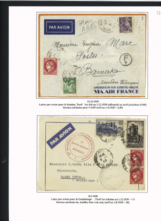 42 lettres à base du n°373 dont une lettre par avion taxée aux USA. TB