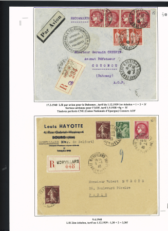 42 lettres à base du n°373 dont une lettre par avion taxée aux USA. TB