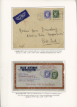 8 lettres à base des n°374, 2F25 Outremer en n°487 dont n°374 en bande de 3 sur lettre pour Liège avec étiquette rose "Expres". TB