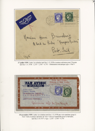 8 lettres à base des n°374, 2F25 Outremer en n°487 dont n°374 en bande de 3 sur lettre pour Liège avec étiquette rose "Expres". TB