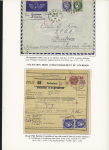 8 lettres à base des n°374, 2F25 Outremer en n°487 dont n°374 en bande de 3 sur lettre pour Liège avec étiquette rose "Expres". TB