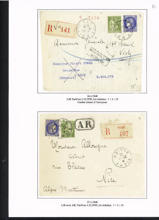 6 lettres à base du n°374 dont une en FM par avion via USA pour Tahiti. TB