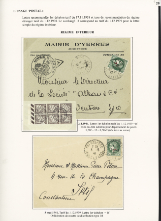 12 lettres à base des n°375 et 488 dont destinations (Cavalle Grèce), lettre taxée en Suisse, mixte de réexpédition avec timbre anglais. TB
